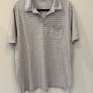 Vineyard Vines Men’s Gray Striped Short Sleeve Polo 100% Pima Cotton Size L